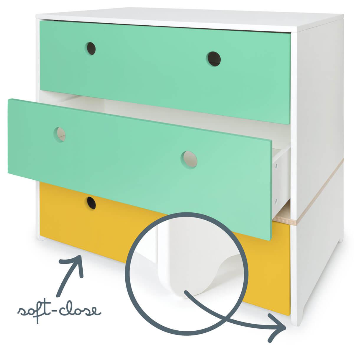 Commode COLORFLEX façades tiroirs sea foam-sea foam-nectar yellow