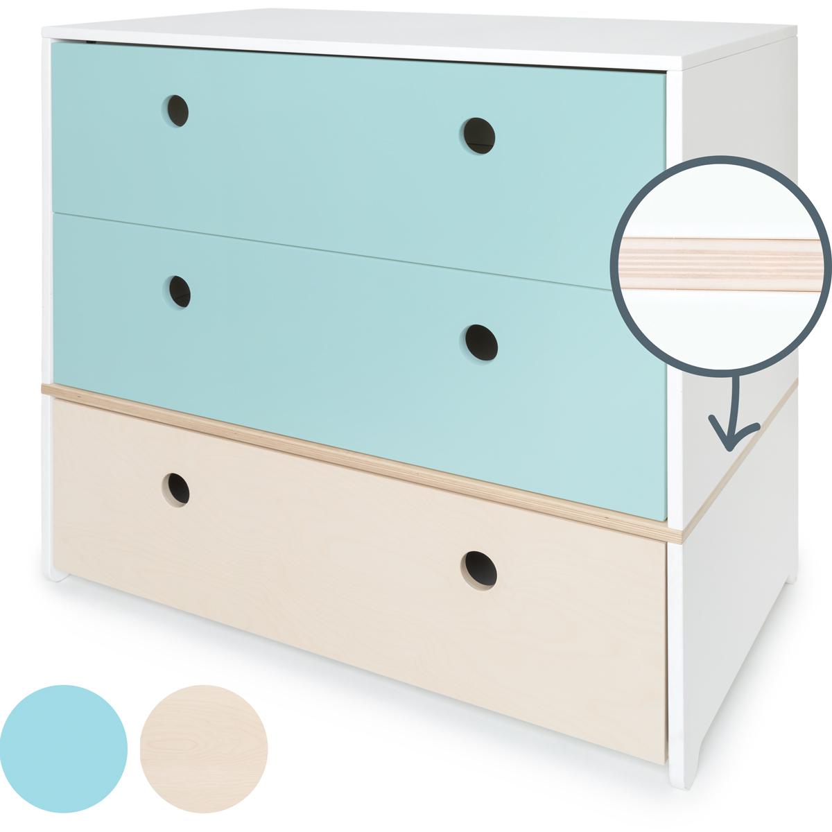 Commode COLORFLEX façades tiroirs sky blue-white wash