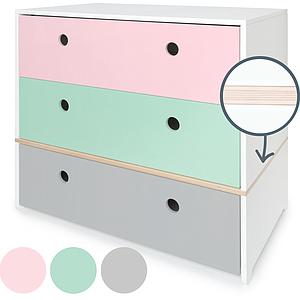 Commode COLORFLEX façades tiroirs sweet pink-mint-pearl grey