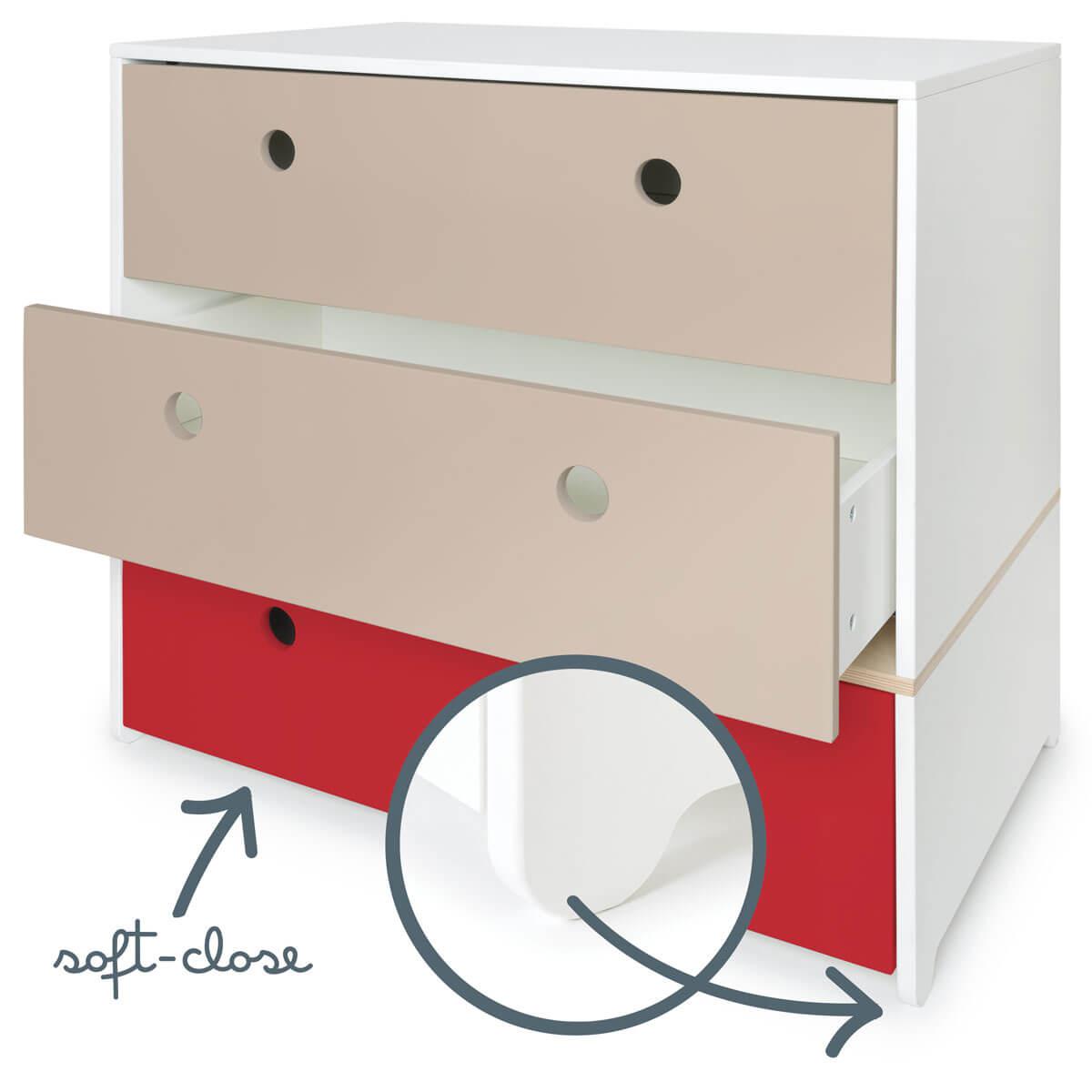 Commode COLORFLEX façades tiroirs warm grey-warm grey-true red