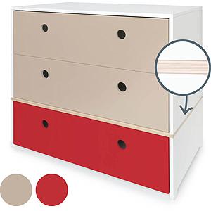 Commode COLORFLEX façades tiroirs warm grey-warm grey-true red