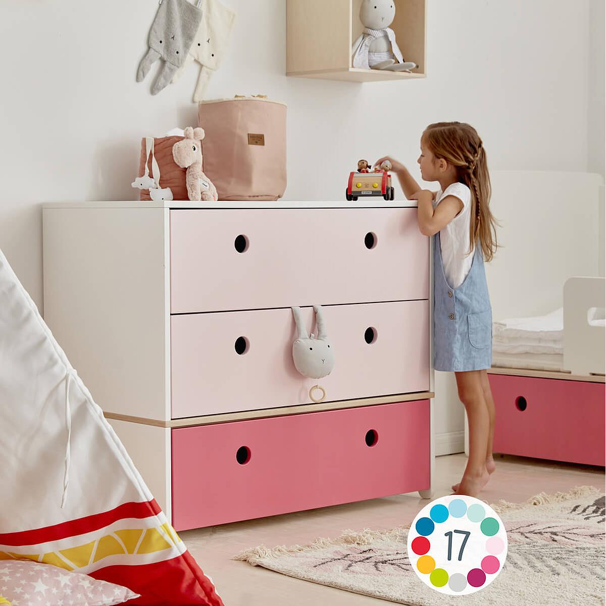 Commode COLORFLEX façades tiroirs white-sweet pink-pearl grey 