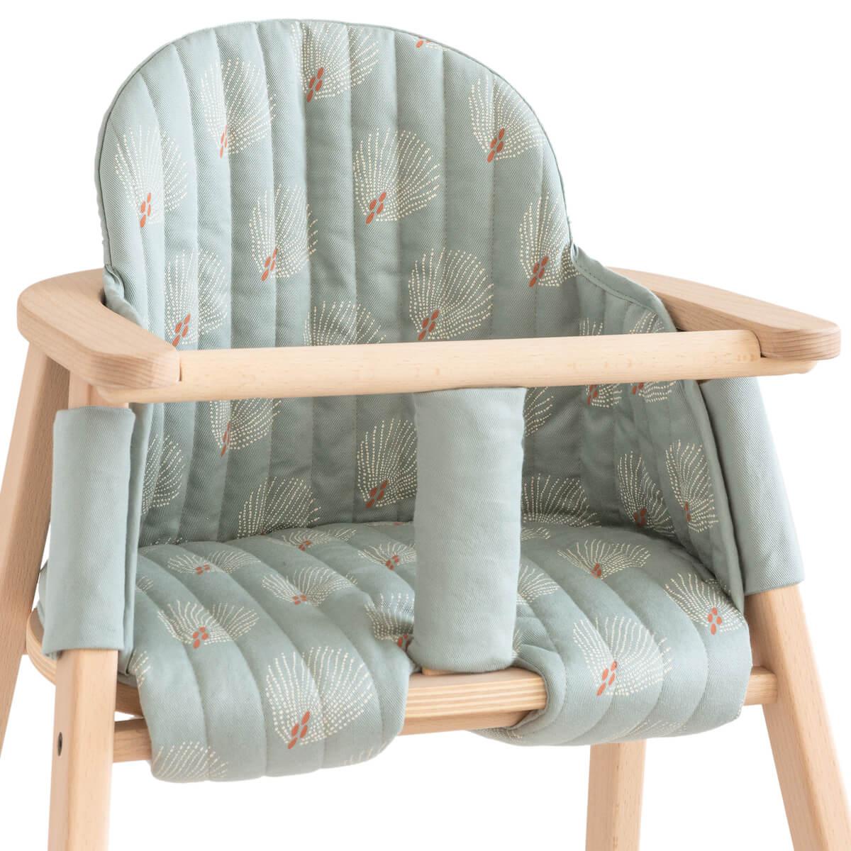 Coussin chaise haute GROWING GREEN Nobodinoz white gatsby-antique green