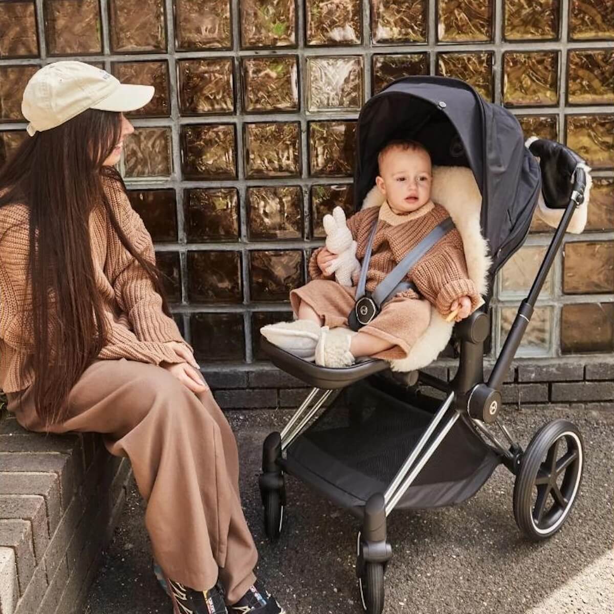Doudou en peau de mouton - Harnais fixe Binibamba milk