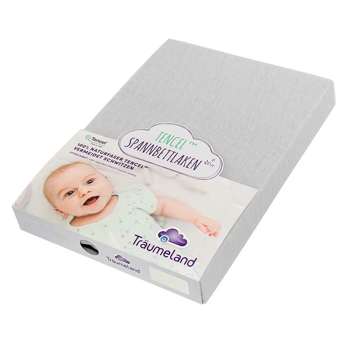Drap housse 60x120cm/70x140cm TENCEL Traumeland light grey