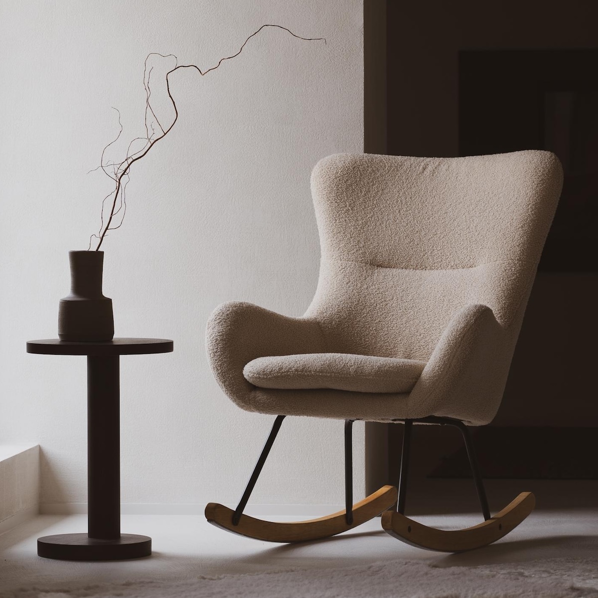 Fauteuil à bascule ROCKING CHAIR BASIC Quax Bouclé Sheep beige