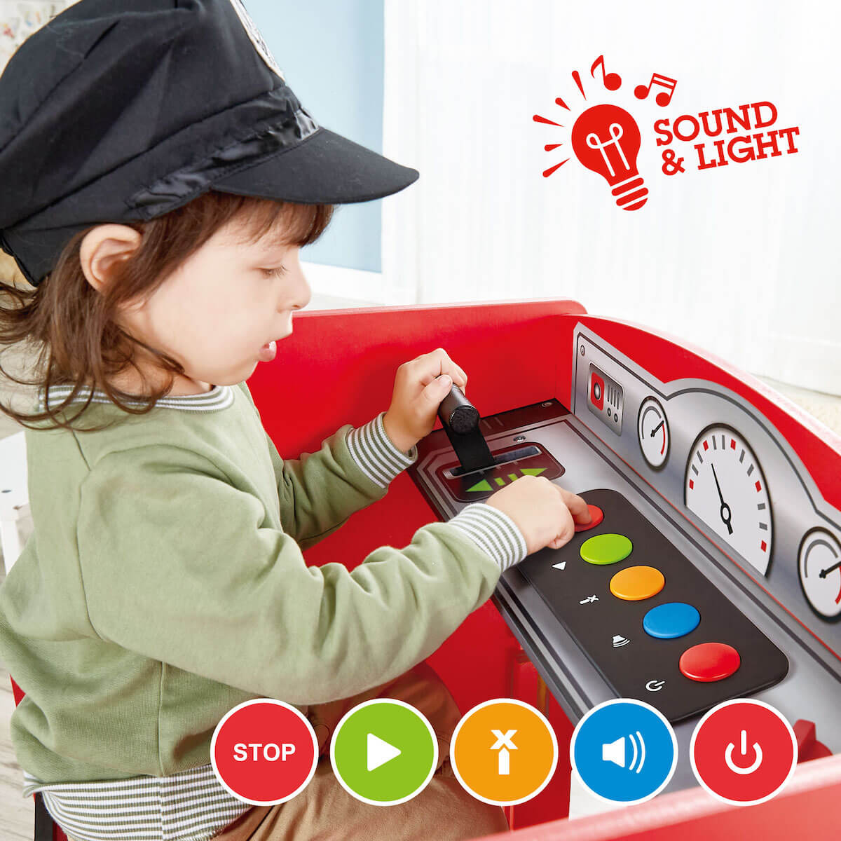 Grand circuit de train avec table LOCOMOTIVE Hape