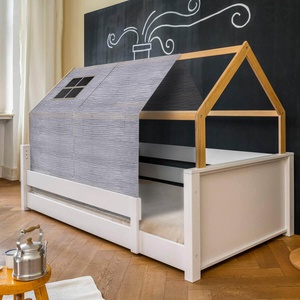 Lit au sol cabane Montessori barrière simple KASVA textiles Bobble grey