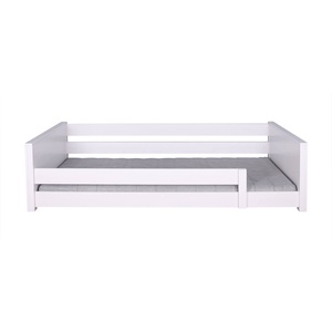 Lit au sol Montessori barrière simple 90x200cm KASVA hêtre laqué blanc