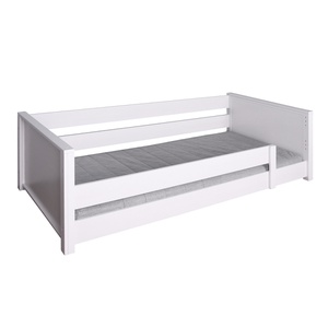 Lit au sol Montessori barrière simple 90x200cm KASVA hêtre laqué blanc