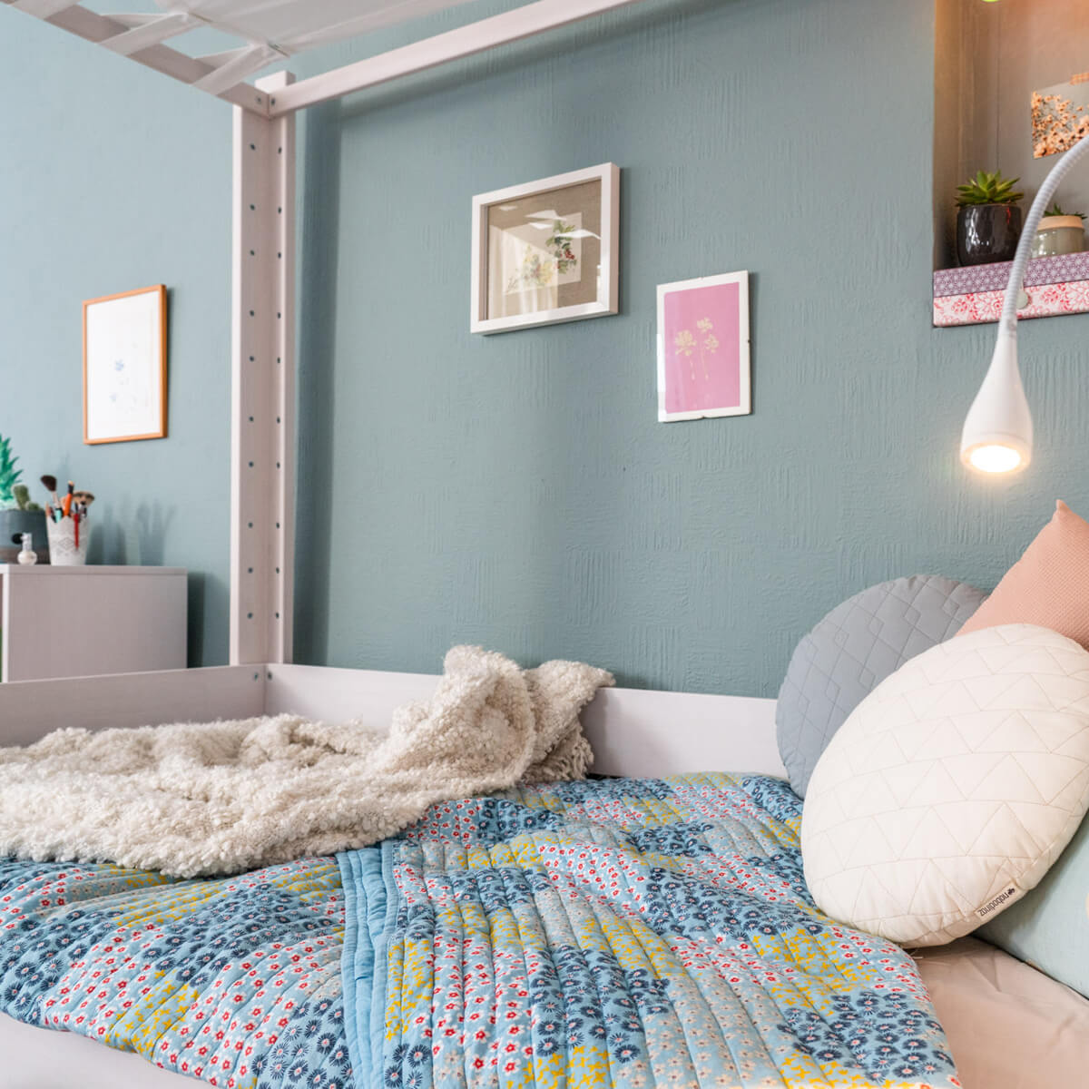 Lit baldaquin 140x200cm DESTYLE de Breuyn blanchi