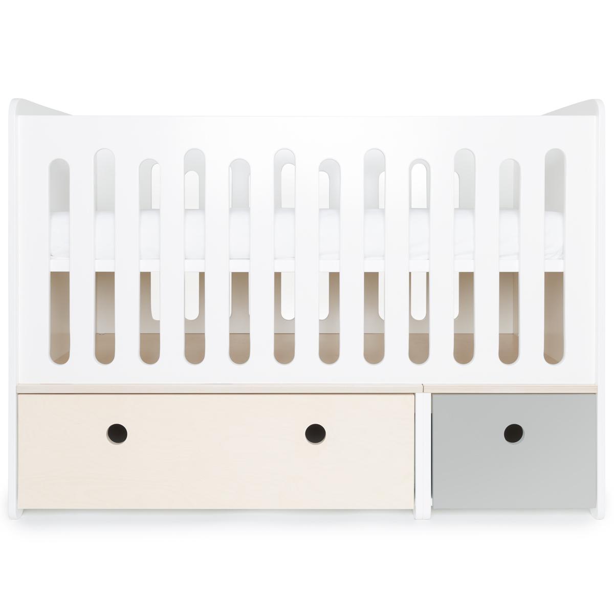 Lit bébé évolutif 70x140cm COLORFLEX Abitare Kids white wash-pearl grey