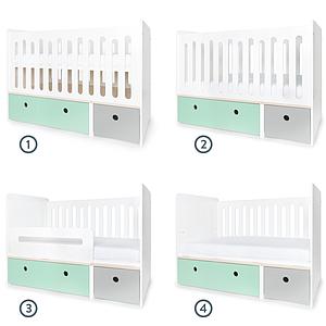 Lit bébé évolutif 70x140cm COLORFLEX mint-pearl grey