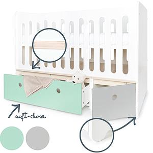 Lit bébé évolutif 70x140cm COLORFLEX mint-pearl grey