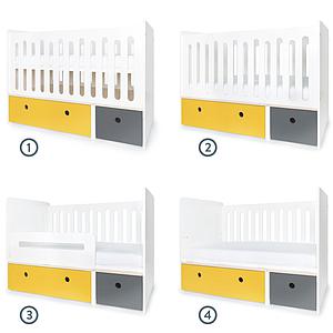 Lit bébé évolutif 70x140cm COLORFLEX nectar yellow-space grey