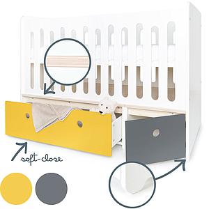 Lit bébé évolutif 70x140cm COLORFLEX nectar yellow-space grey