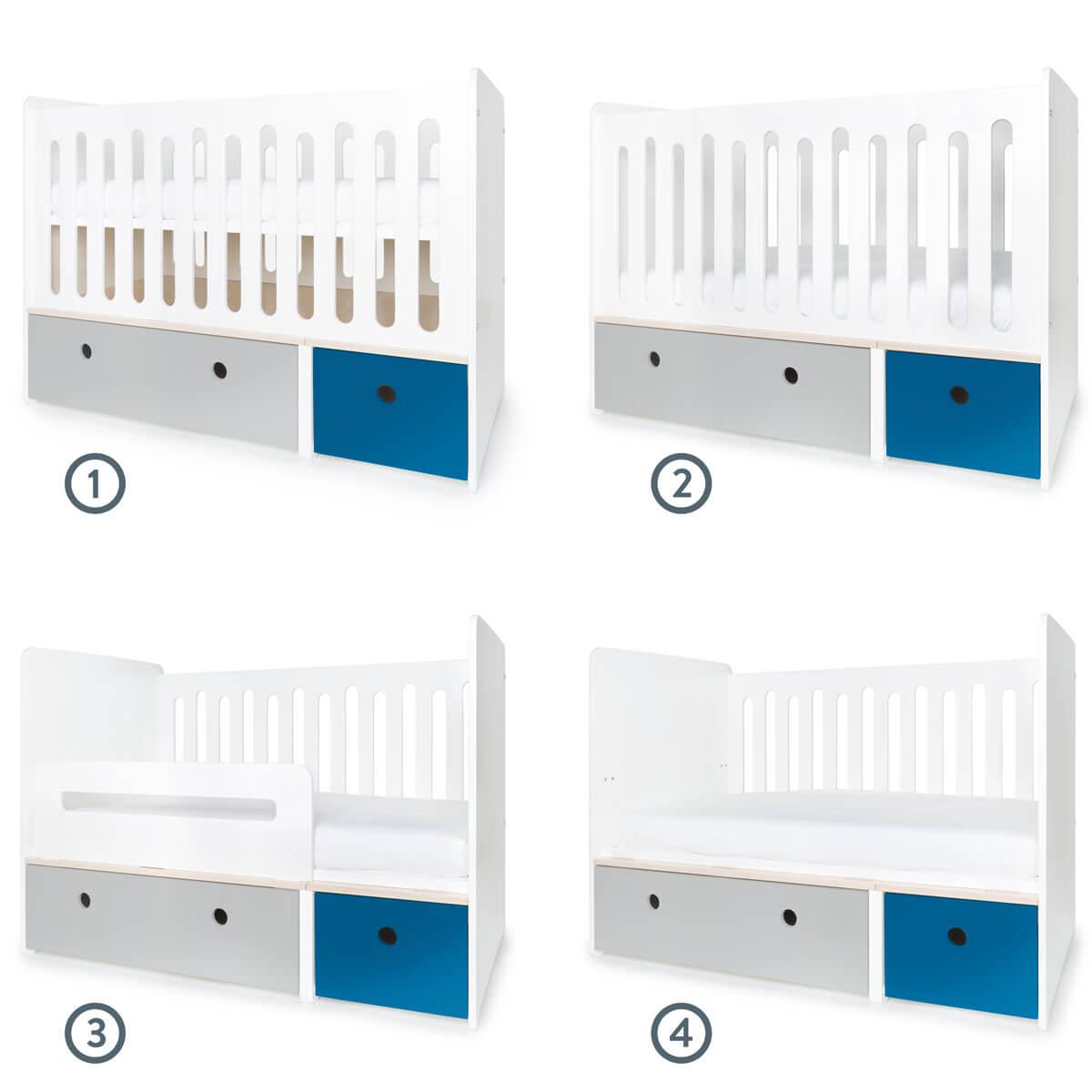 Lit bébé évolutif 70x140cm COLORFLEX pearl grey-deep marine