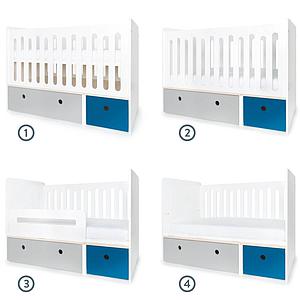 Lit bébé évolutif 70x140cm COLORFLEX pearl grey-deep marine