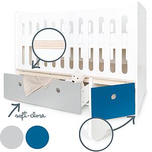 Lit bébé évolutif 70x140cm COLORFLEX pearl grey-deep marine