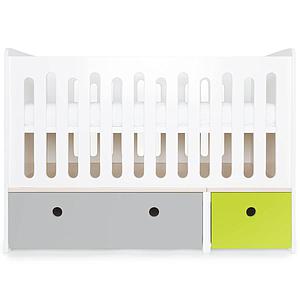 Lit bébé évolutif 70x140cm COLORFLEX pearl grey-lime