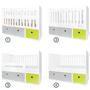 Lit bébé évolutif 70x140cm COLORFLEX pearl grey-lime