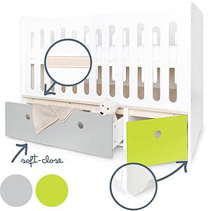 Lit bébé évolutif 70x140cm COLORFLEX pearl grey-lime