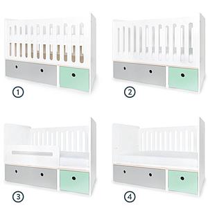 Lit bébé évolutif 70x140cm COLORFLEX pearl grey-mint