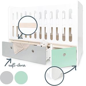 Lit bébé évolutif 70x140cm COLORFLEX pearl grey-mint
