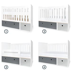 Lit bébé évolutif 70x140cm COLORFLEX space grey-pearl grey  