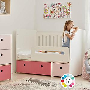 Lit bébé évolutif 70x140cm COLORFLEX sweet pink-mint