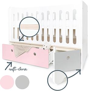 Lit bébé évolutif 70x140cm COLORFLEX sweet pink-pearl grey