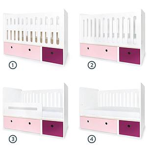 Lit bébé évolutif 70x140cm COLORFLEX sweet pink-plum
