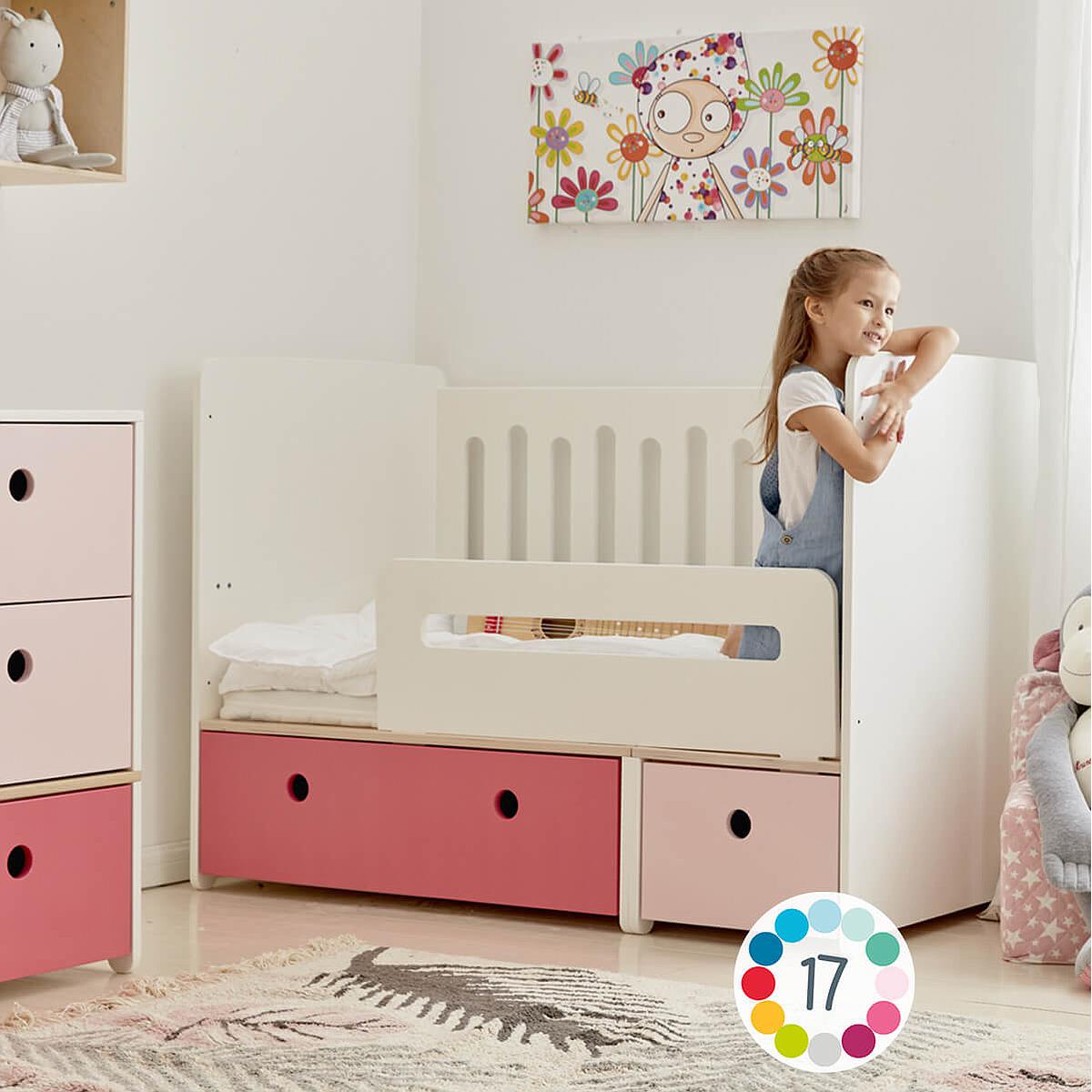 Lit bébé évolutif 70x140cm COLORFLEX sweet pink 