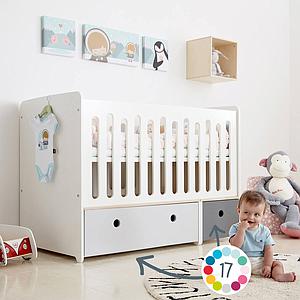 Lit bébé évolutif 70x140cm COLORFLEX white-pearl grey