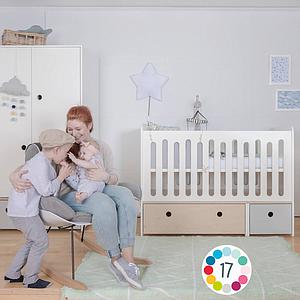 Lit bébé évolutif 70x140cm COLORFLEX white-warm grey