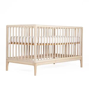 Lit bébé KERA en frêne avec top Straight-pieds Curve