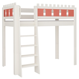 Lit Château mezzanine DELUXE de Breuyn blanchi-rouge