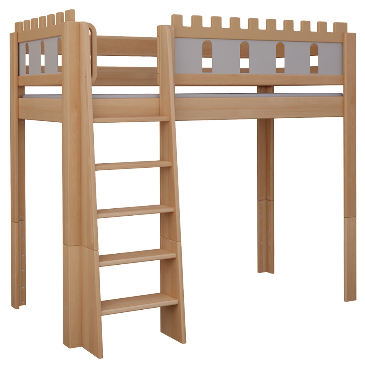 Lit Château mezzanine DELUXE de Breuyn naturel-gris