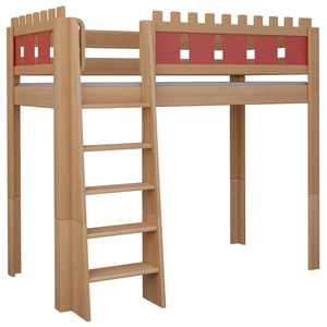Lit Château mezzanine DELUXE de Breuyn naturel-rouge