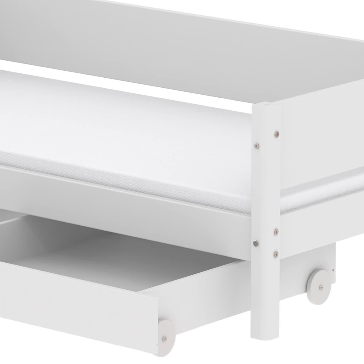 Lit enfant simple 90x200cm 2 tiroirs WHITE Flexa blanc