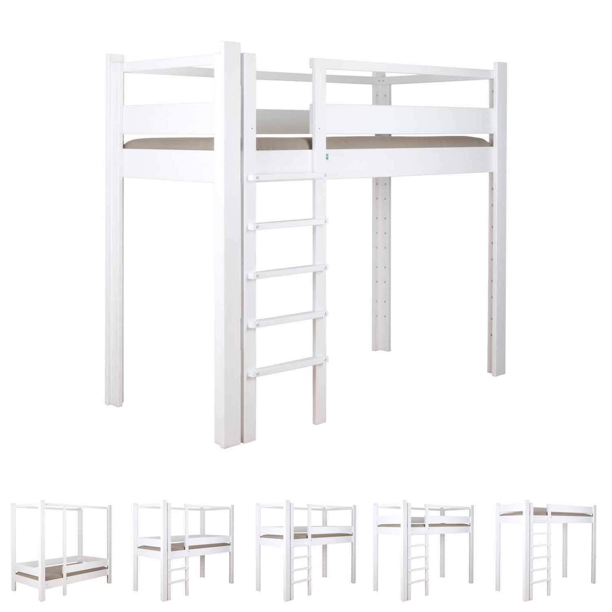 Lit évolutif 90x200cm 5 en 1 échelle frontale DESTYLE de Breuyn blanchi