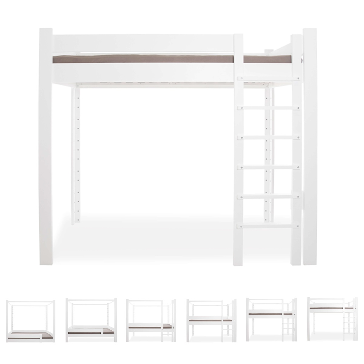 Lit évolutif 90x200cm 7 en 1 échelle frontale DESTYLE de Breuyn laqué blanc