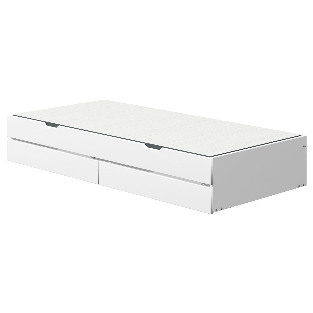Lit gigogne-2 tiroirs 200cm NOR Flexa blanc