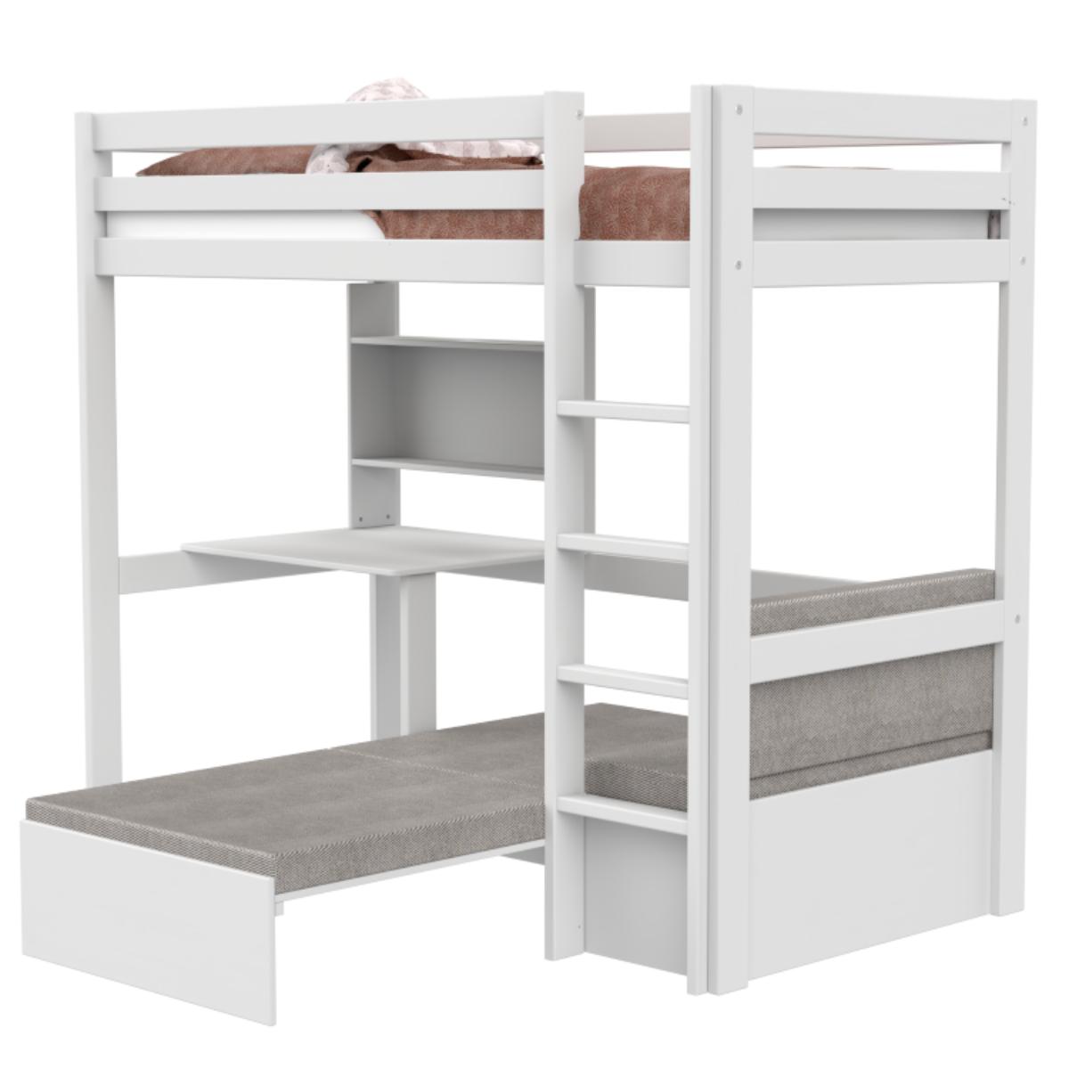 Lit haut 90x200cm ELEMENTS Study & Relax Lifetime blanc