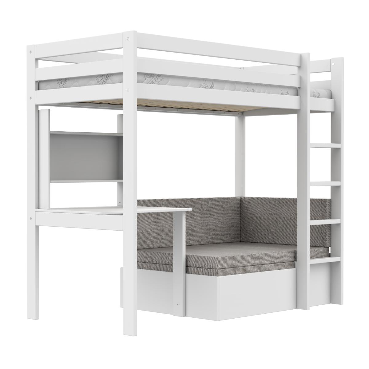 Lit haut 90x200cm ELEMENTS Study & Relax Lifetime blanc