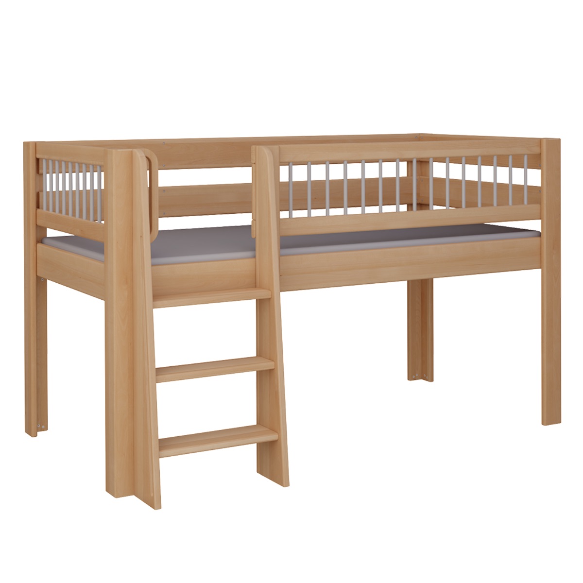 Lit Kubu mi-hauteur échelle DELUXE de Breuyn naturel-gris