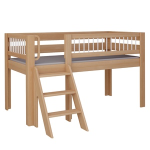 Lit Kubu mi-hauteur escalier DELUXE de Breuyn naturel-blanchi