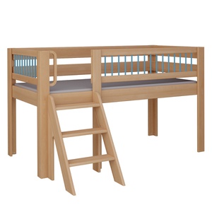Lit Kubu mi-hauteur escalier DELUXE de Breuyn naturel-bleu