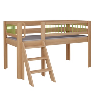 Lit Kubu mi-hauteur escalier DELUXE de Breuyn naturel-vert