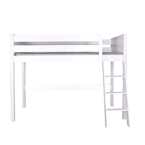 Lit mezzanine 90x200x165cm échelle inclinée KASVA hêtre laqué blanc